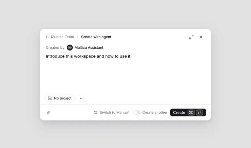 New issue dialog in agent mode: Created by set to Clowld Space Assistant